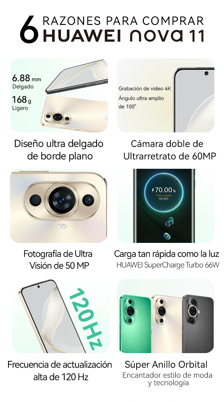 Celular Huawei Nova 11 Pro 8gb / 256gb Verde, Celulares Huawei, Celulares, Telefonía Fija y Celulares, Todas, Categoría