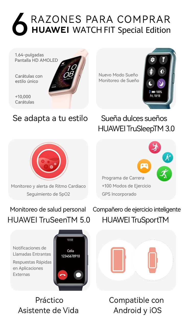 HUAWEI WATCH FIT - Smartwatch con cuerpo de metal, pantalla AMOLED de  1,64”, hasta 10 días de batería, 96 modos de entrenamiento, GPS  incorporado, 5ATM, Color Negro : Huawei: : Electrónica