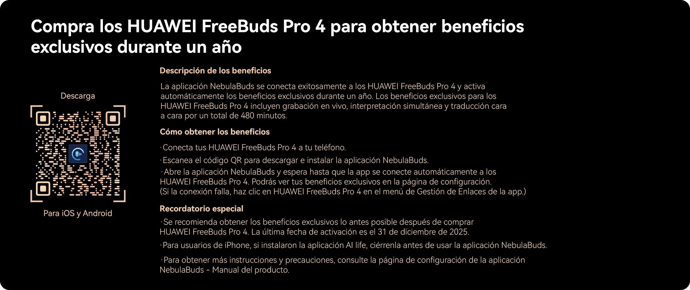 Buy HUAWEI FreeBuds Pro 4 to get exclusive benefits for one year