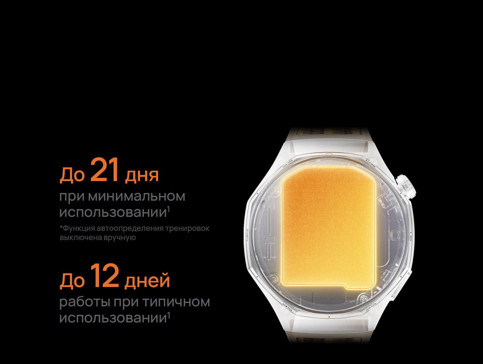 До 21 дня работы без подзарядки&sup1; 