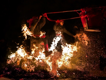 Jumping through the fire pit