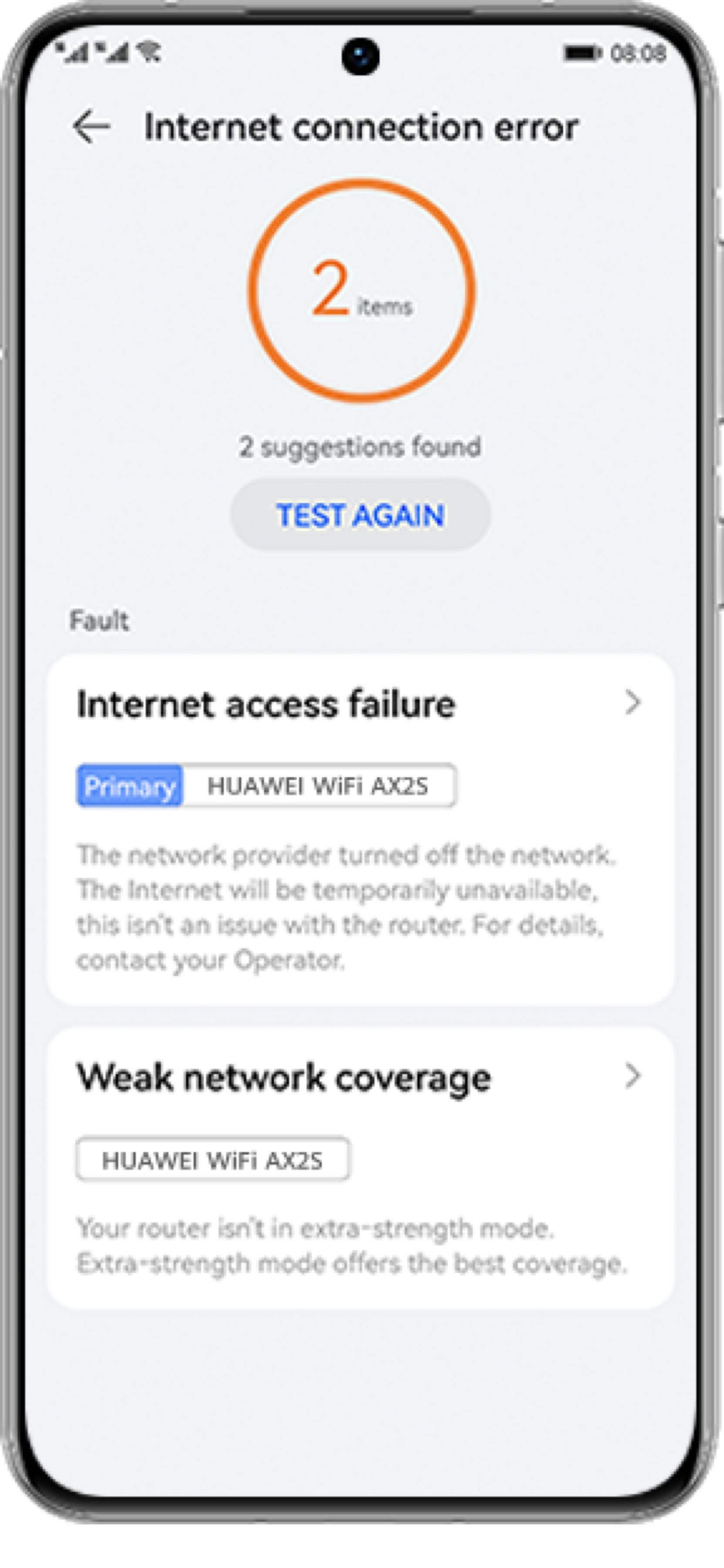 HUAWEI WiFi AX2 smart diagnostics