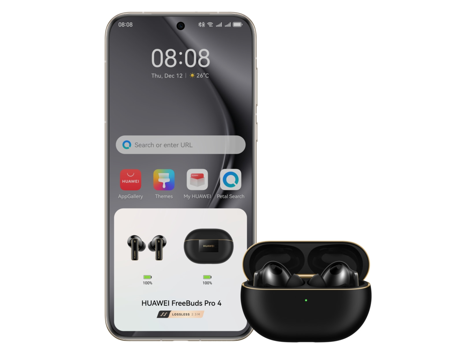 huawei mobile phone connected with hauwei earphones