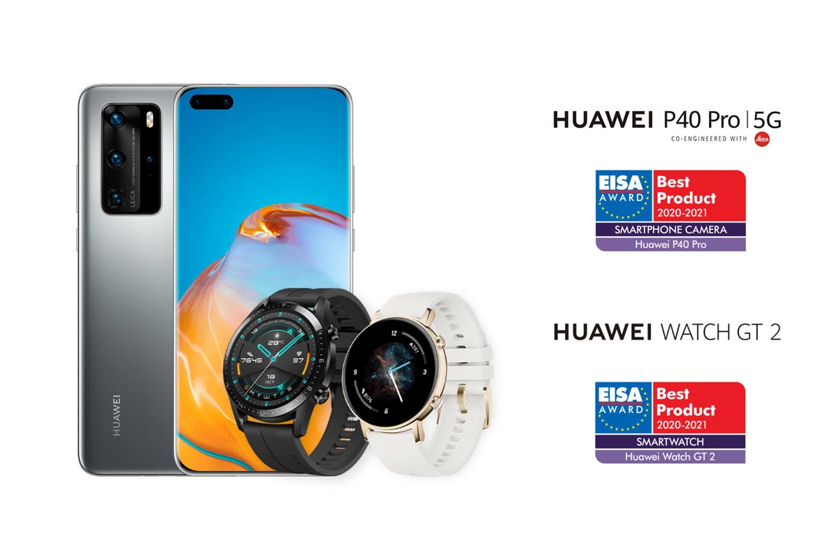 Huawei تفوز بجائزتي "أفضل كاميرا هاتف ذكي" لهاتف HUAWEI P40 Pro و"أفضل ساعة ذكية" لساعة HUAWEI WATCH GT 2 من الجمعية الأوروبية للصورة والصوت (EISA)