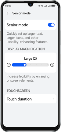 Senior Mode screen on HUAWEI nova Y63