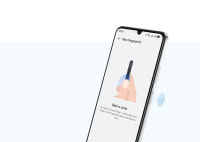 Side view of HUAWEI nova Y63, displaying the fingerprint enrollment screen