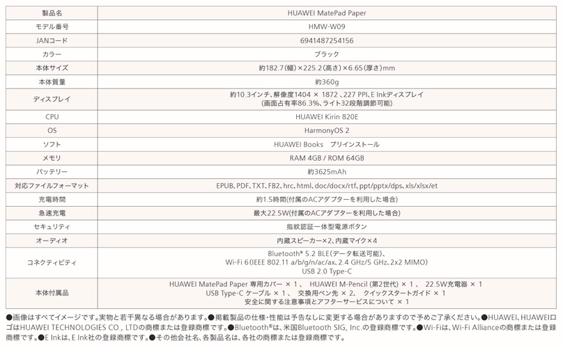 ビジネス&読書向けタブレットの新たな選択肢!
ファーウェイ初のE ink タブレット『HUAWEI MatePad Paper』を
5月26日(木)より発売