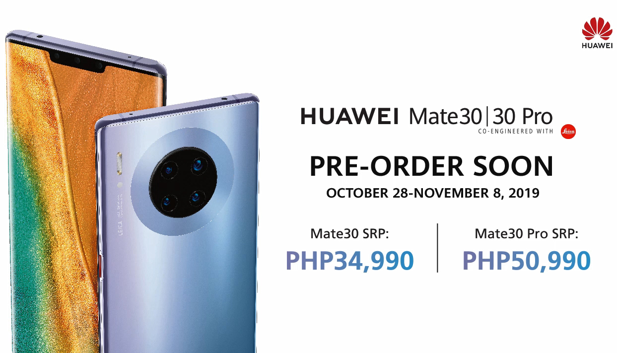 HUAWEI Mate 30 Series Pre-Order Starts from 28-Oct to 8-Nov 2019 in the Philippines