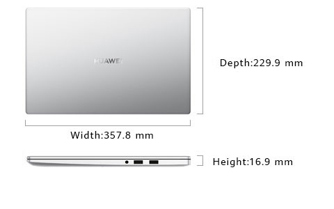 Huawei MateBook D 15 (2020) Dimensions & Drawings