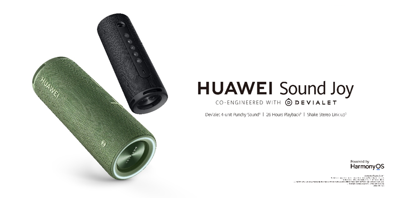 Huawei Band 7 fitness tracker and Sound Joy portable speaker