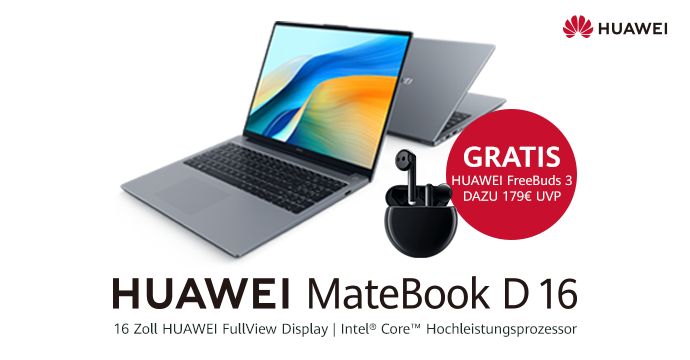 HUAWEI x o2 MateBook D16 Bundle mit HUAWEI FreeBuds 3