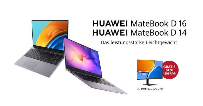 1&1 HUAWEI MateBook D14 2022 und HUAWEI MateBook D16 2022 Bundle Aktion	
