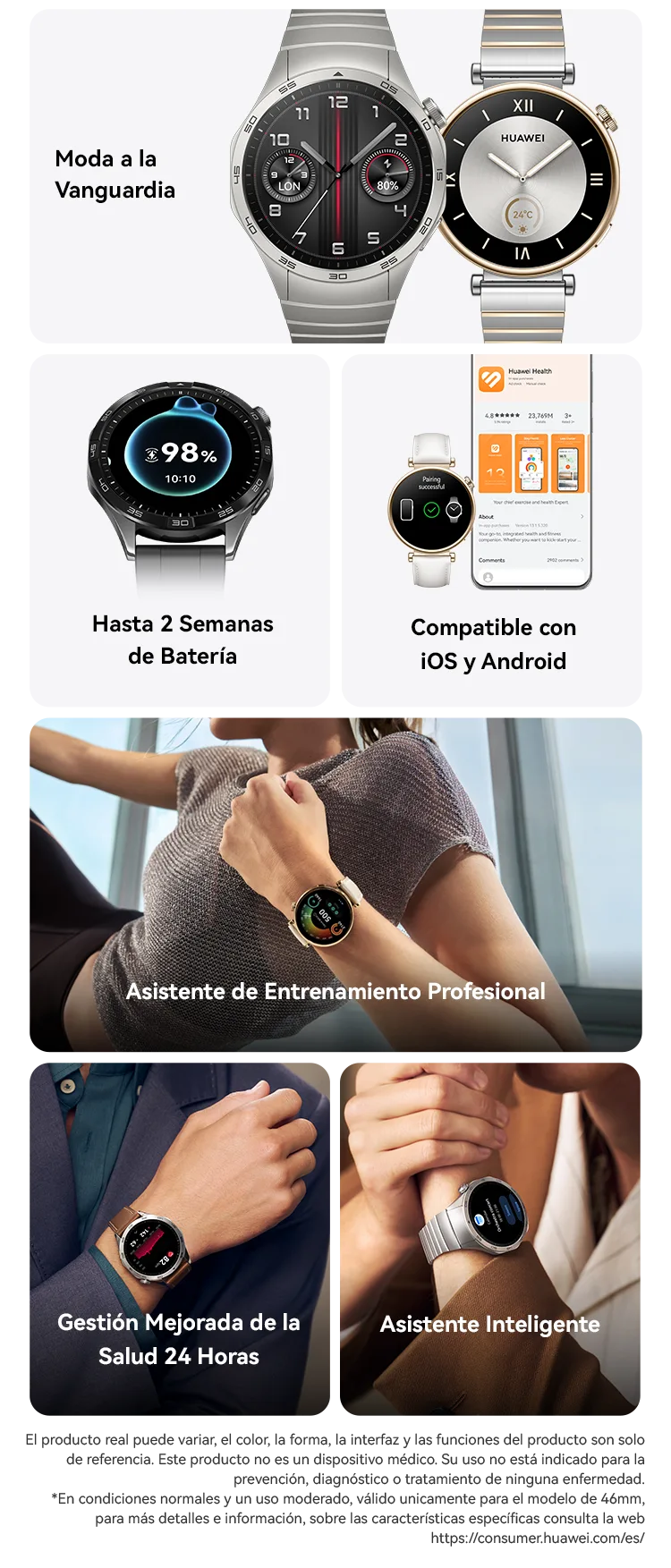 HUAWEI WATCH GT 4 46mm Smartwatch, hasta 2 semanas de batería, iOS &  Android, gestión de calorías, seguimiento profesional de la salud, SpO2,  GPS, versión española, Negro : : Electrónica
