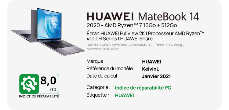 Huawei MateBook 14 2020 : meilleur prix, test et actualités - Les