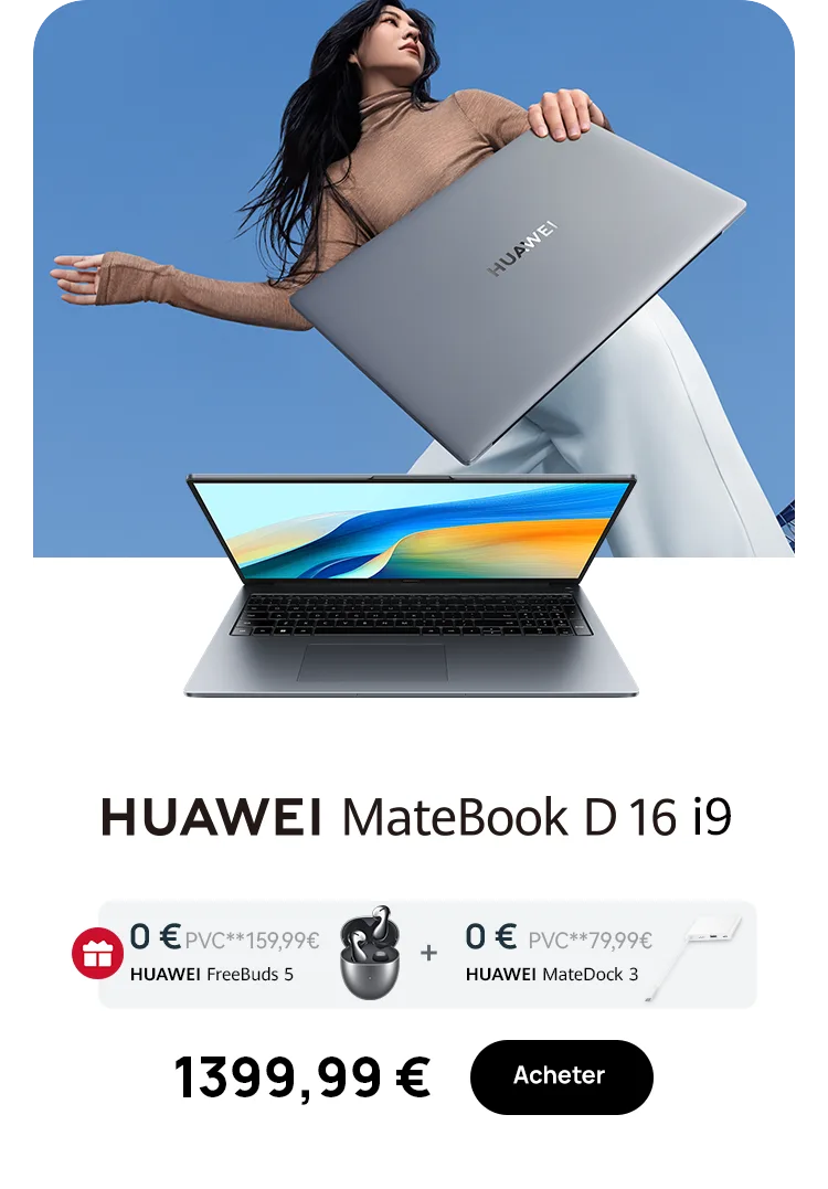Ordinateur portable HUAWEI MateBook X, 16 Go + 512 Go, écran