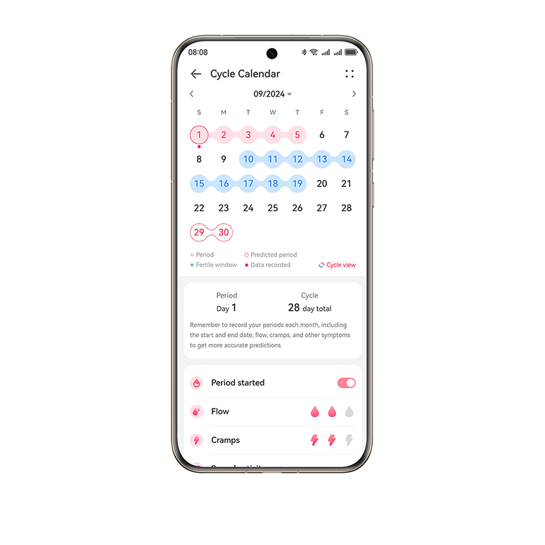 HUAWEI Health Cycle calendar