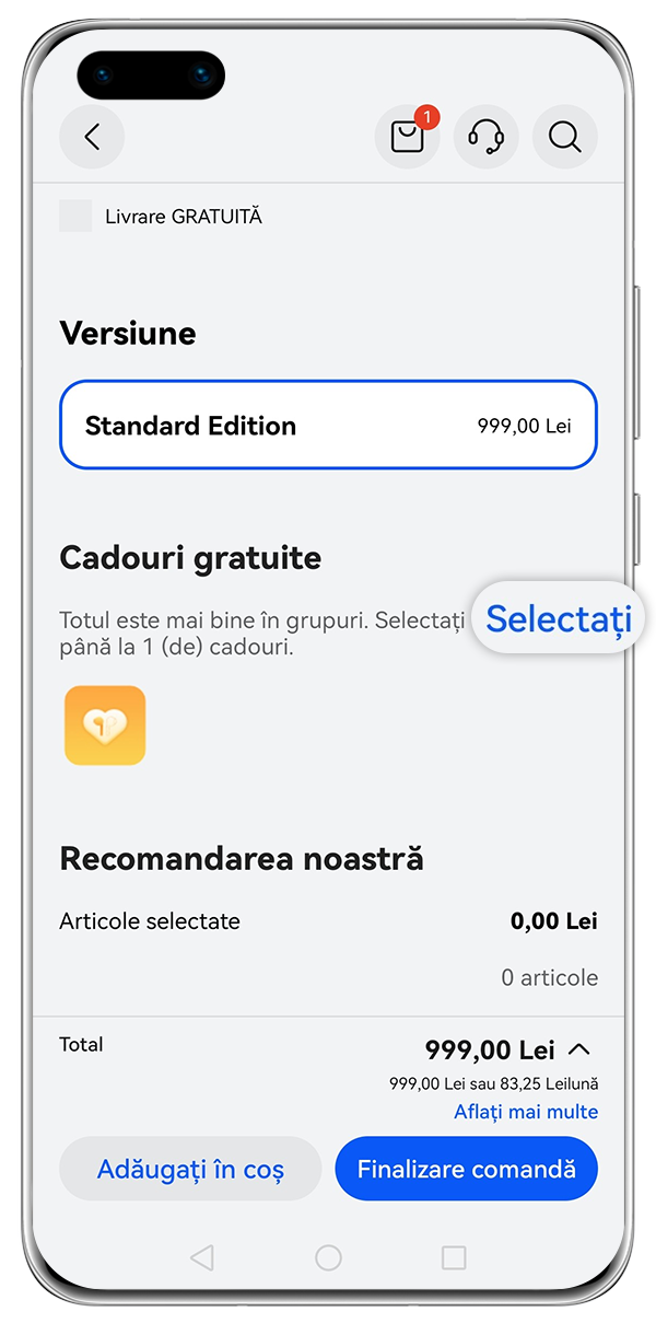 Alege serviciul „HUAWEI Loss Care” pentru căștile tale