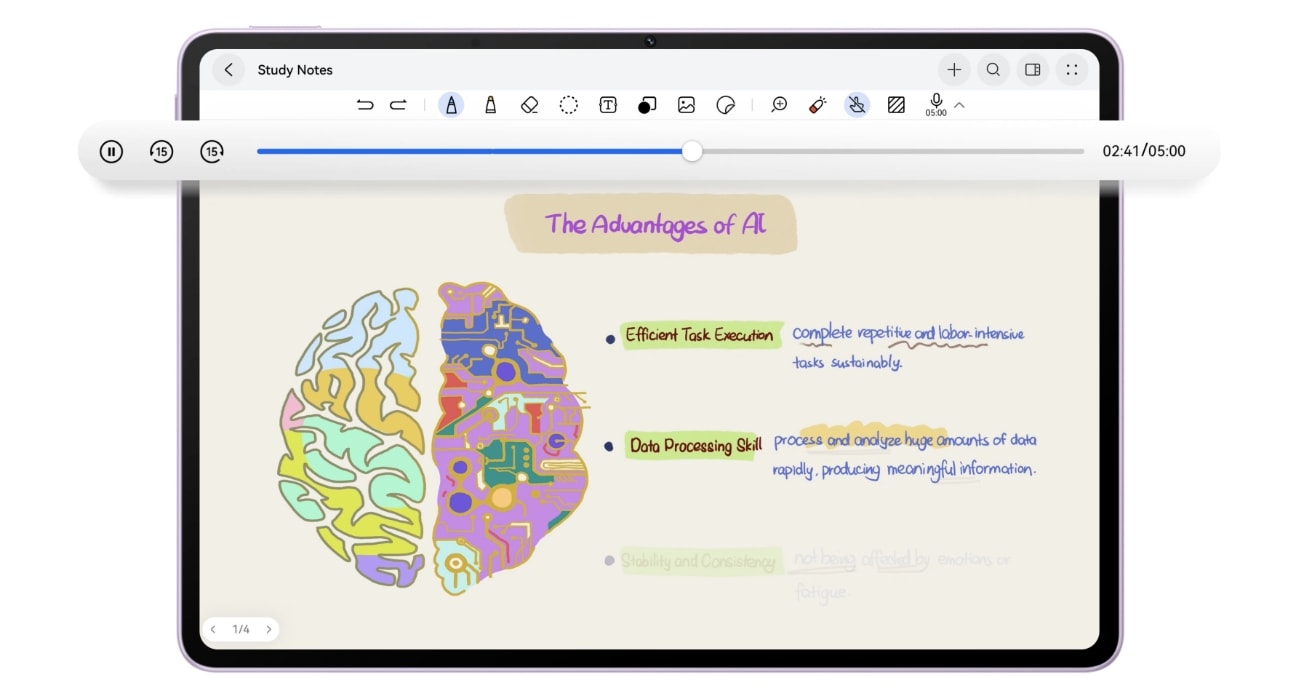 A video showcasing HUAWEI Notes' audio-note sync feature