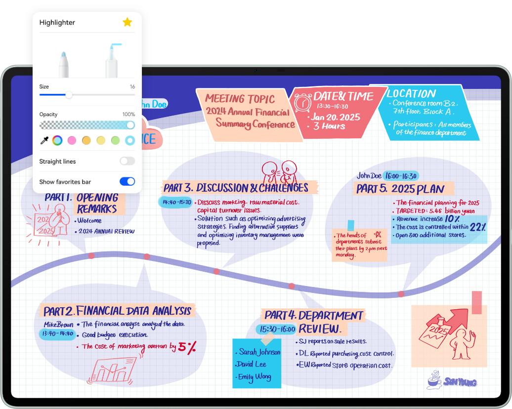The HUAWEI Notes interface, highlighting its rich collection of professional brushes