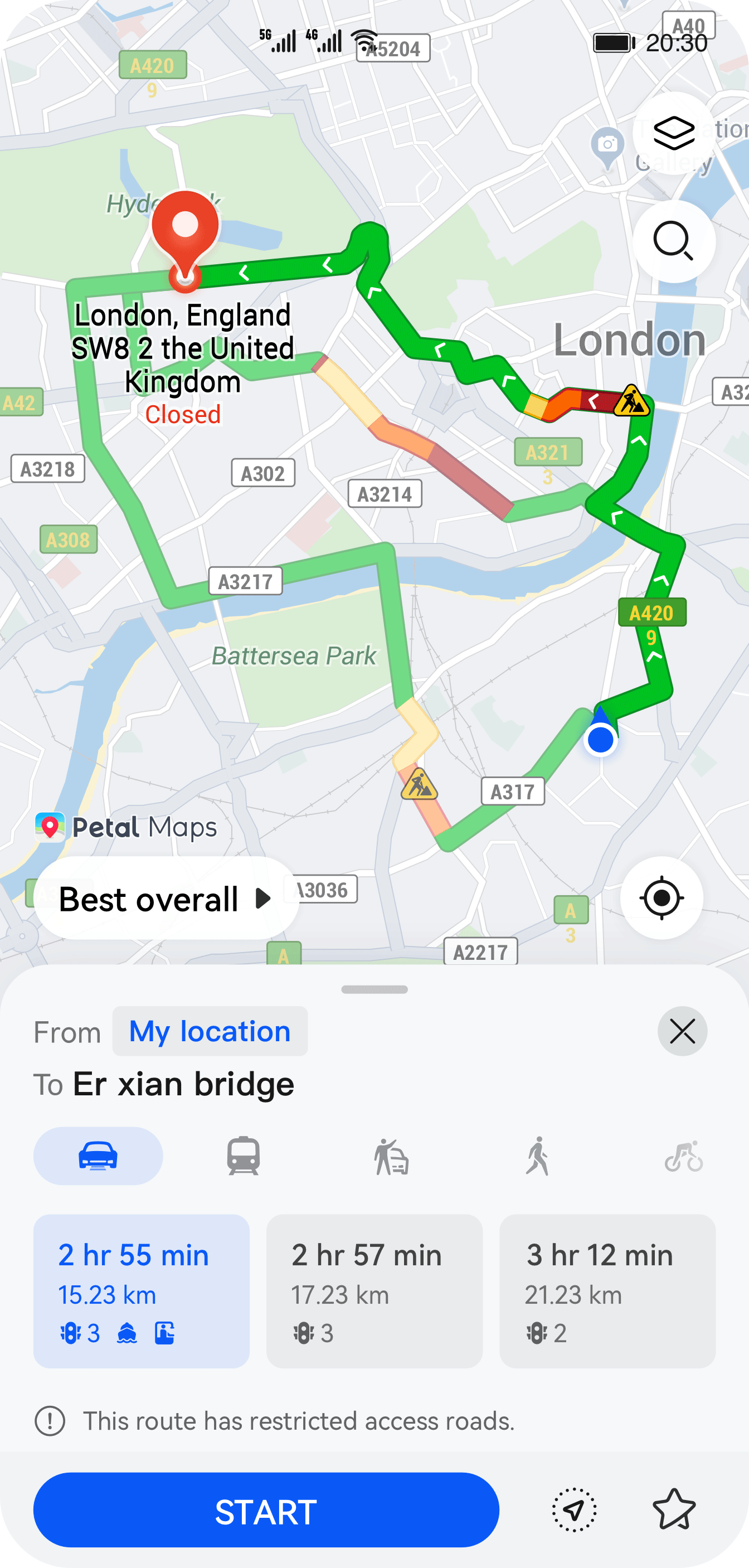 Display real-time transit screen