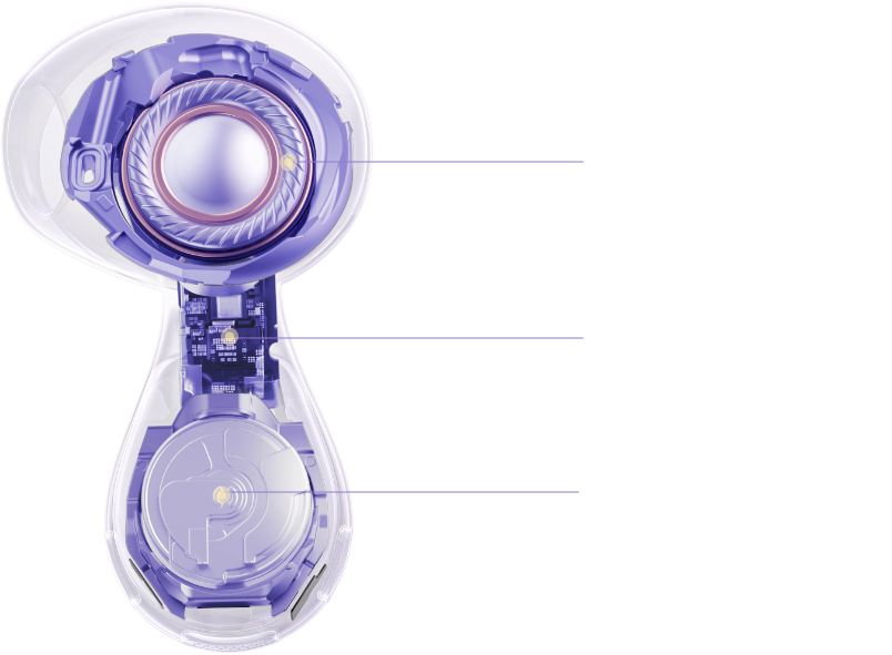 Shows the dual driver units of HUAWEI FreeBuds 6.