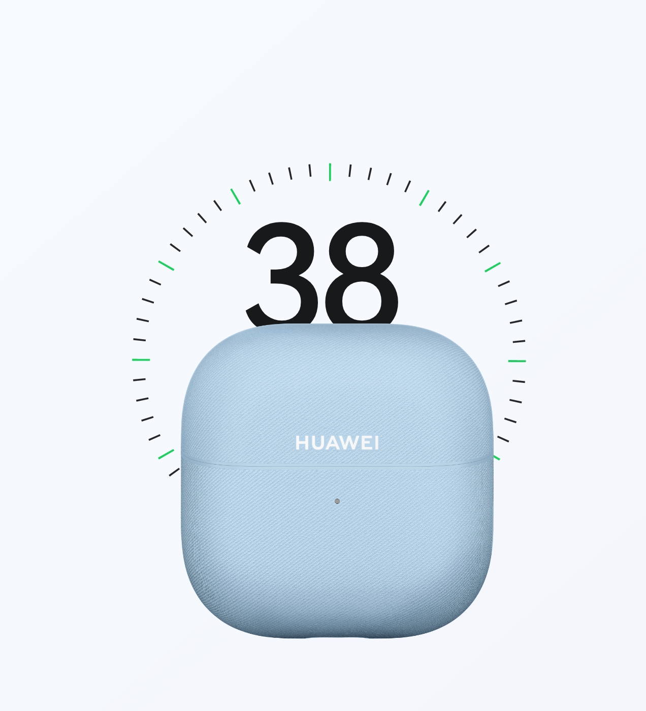 HUAWEI FreeClip 2 charging case with 38 number, display the 38 hours of battery life