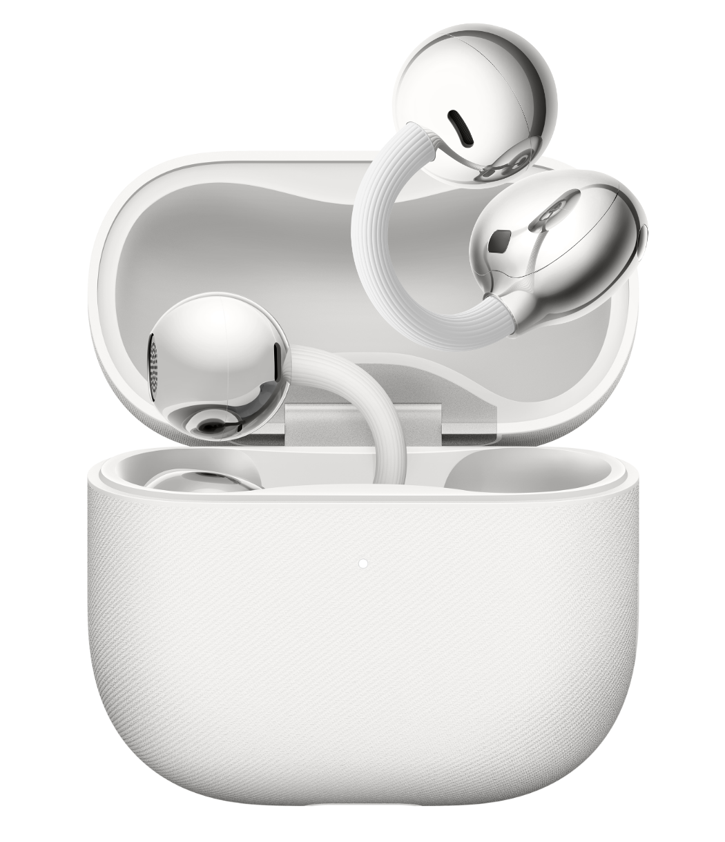 HUAWEI FreeClip 2 white front view, display the white color