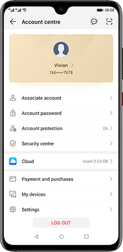 Log in your Huawei ID