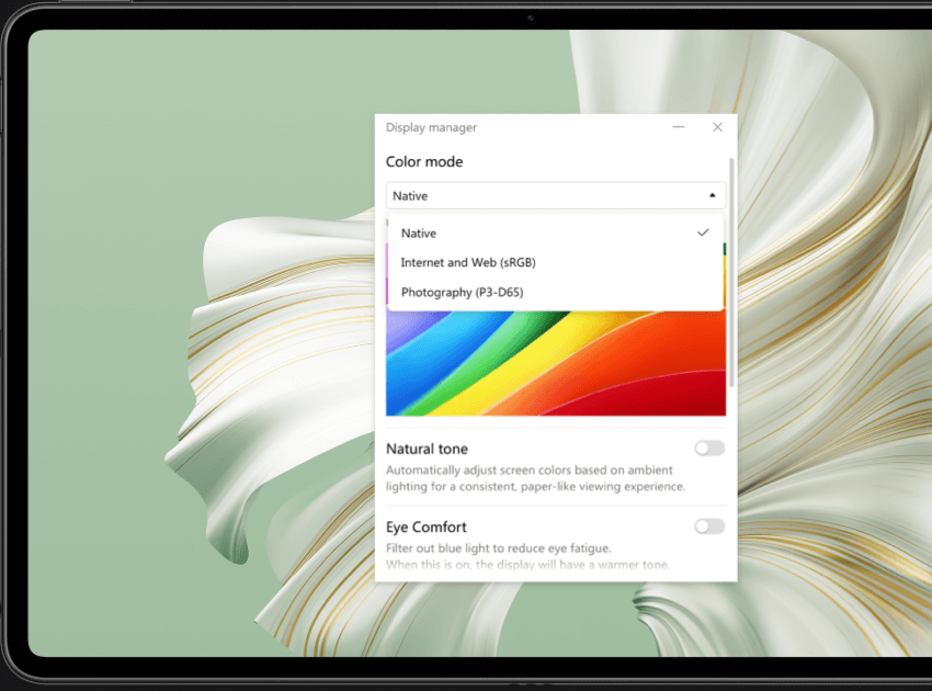 HUAWEI MateBook E colour modes
