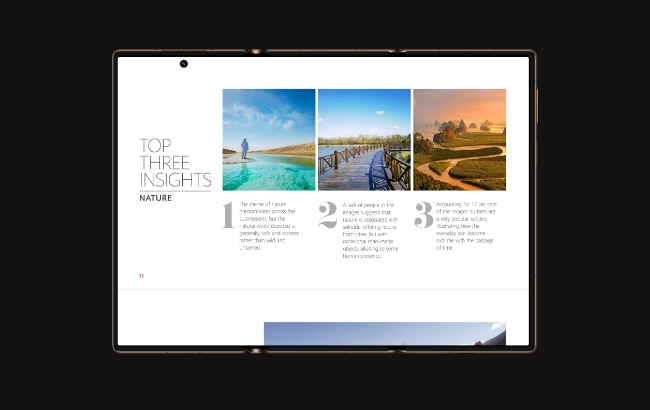 HUAWEI Mate XT | ULTIMATE DESIGN in triple screen, showing the interface of report