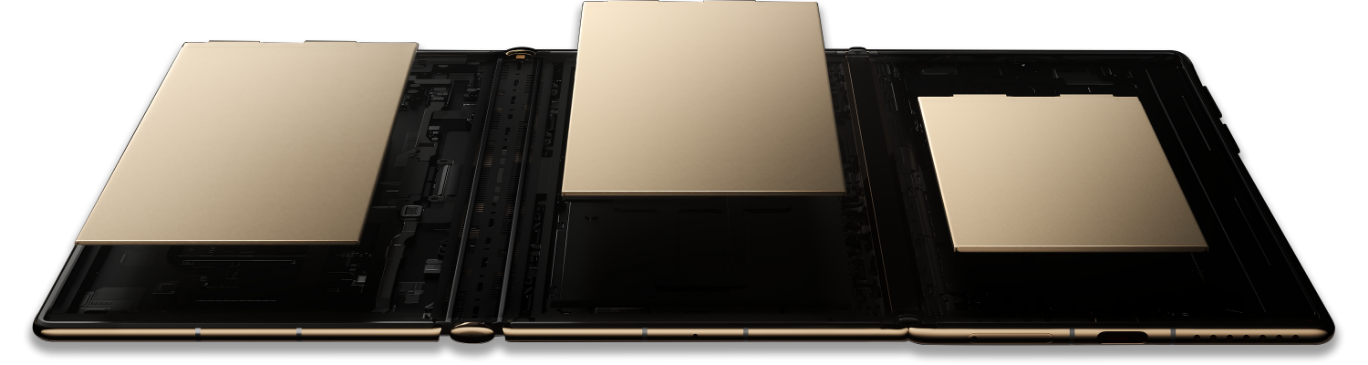 HUAWEI Mate XT | ULTIMATE DESIGN structure of battery, showing the slim side