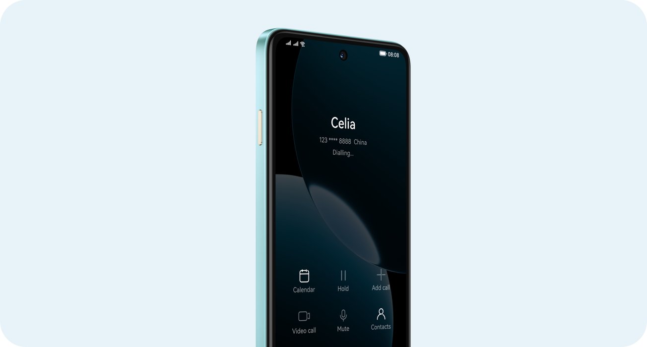 Huawei nova Y73 screen showing the call making interface, showing the X button quick calling function