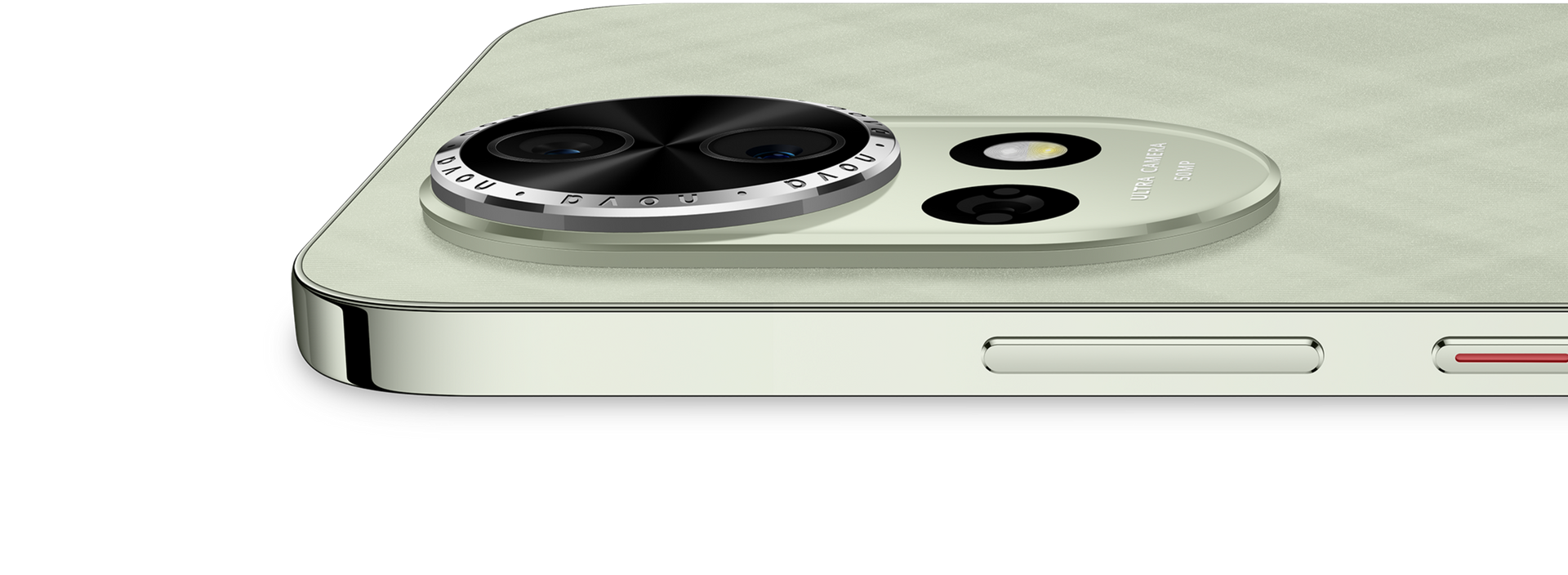 Angled rear view of HUAWEI nova 13, demonstrating rear camera details