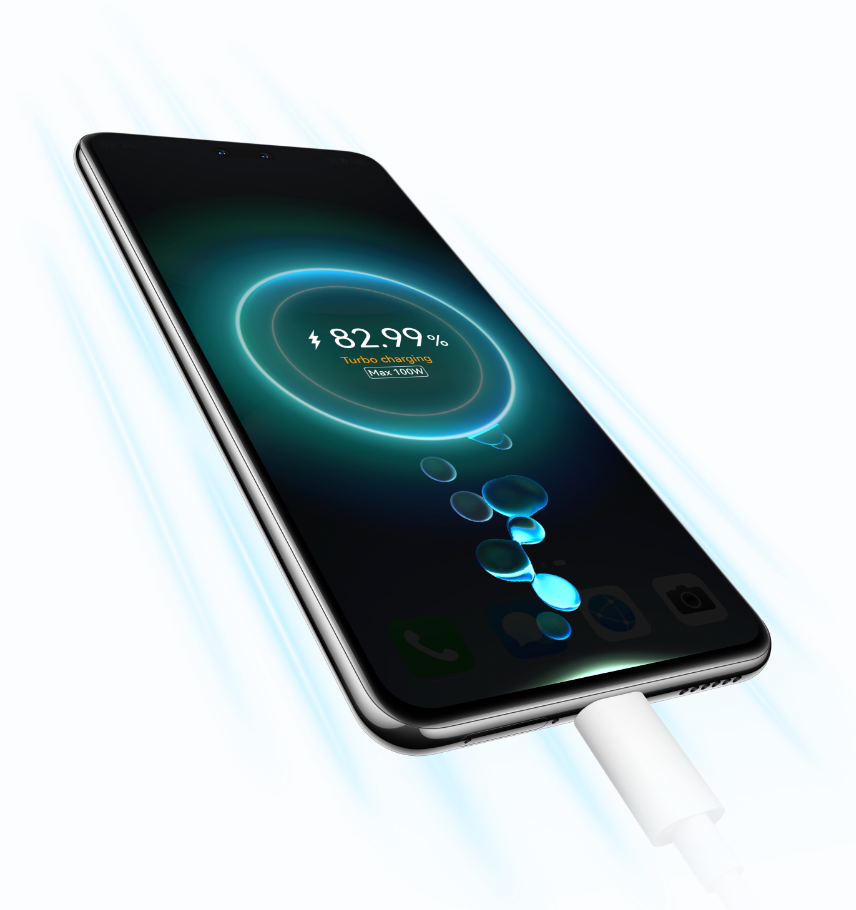 HUAWEI nova 14 Pro being charged, demonstrating 100 W HUAWEI SuperCharge Turbo