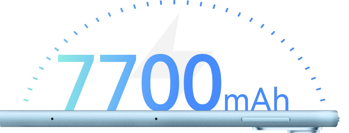 HUAWEI MatePad 11.5 bulue side view, showing the 7700 mAh battery.