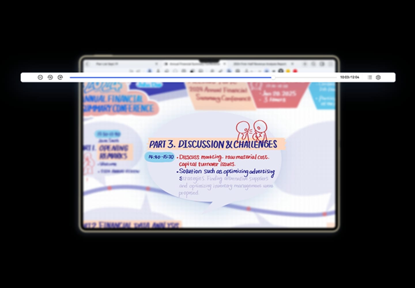 Audio and handwritten content simultaneously displaying on HUAWEI MatePad Pro 13.2-inch during reviewing