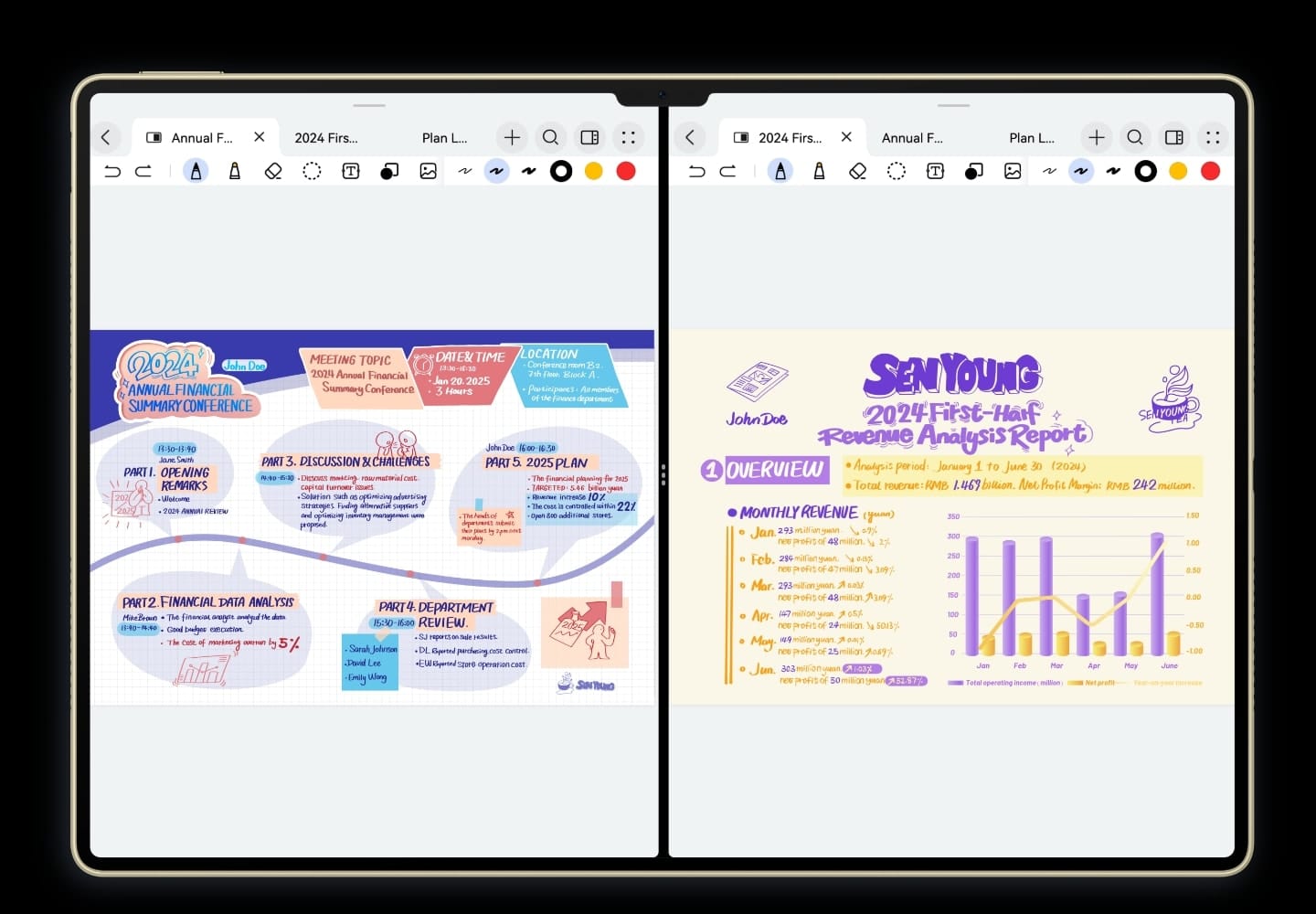 Left and right split screens on HUAWEI MatePad Pro 13.2-inch
