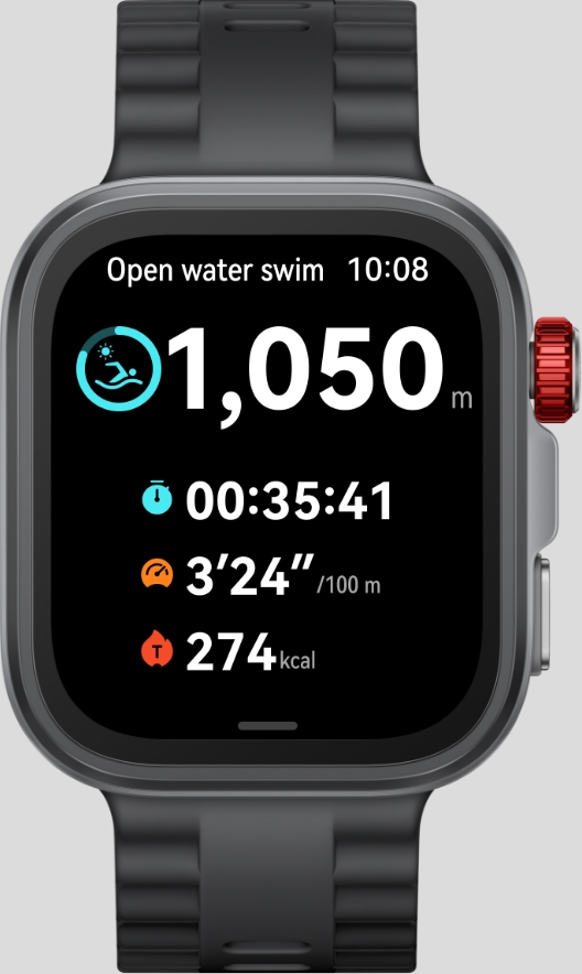 Interface images of different HUAWEI Watches, showcasing their data recording functions for various sports