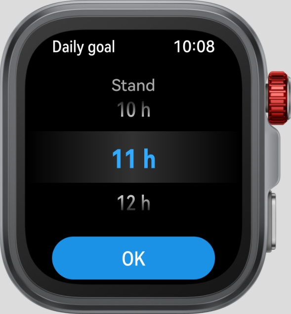 Set goals for burnt calories,exercise time and active hours