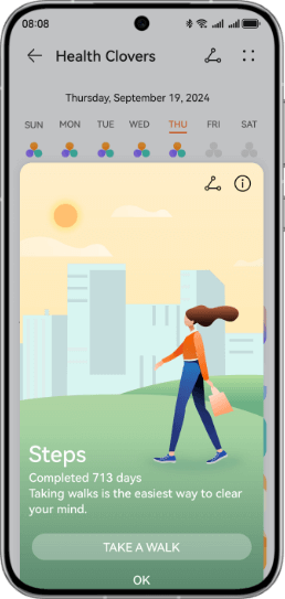 Huawei mobile phone interface,showing the smart reminders