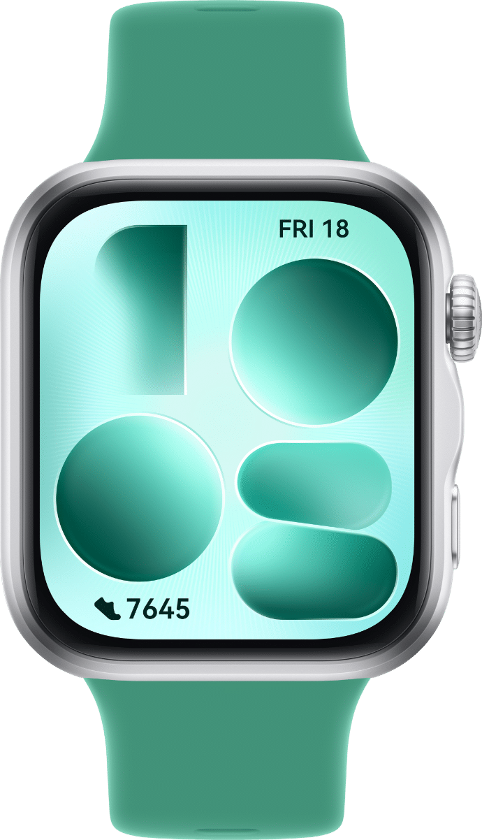 HUAWEI WATCH FIT 5 front view with battery level on screen, showing its long battery life