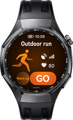 On the left is the user wearing a watch for running, and in the middle is the front view of the HUAWEI WATCH GT 6 Pro, showing the running function