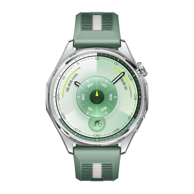 46mm HUAWEI WATCH GT 6 with green composite woven strap