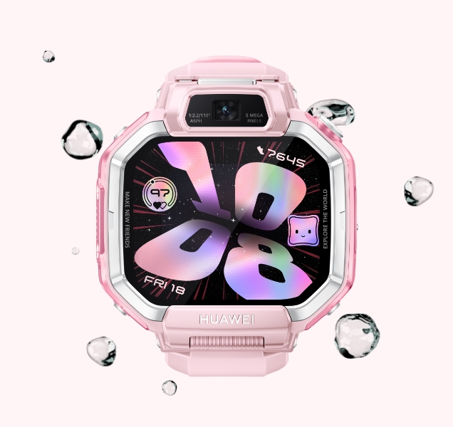 The front view of HUAWEI WATCH KIDS X1 shows the waterproof performance