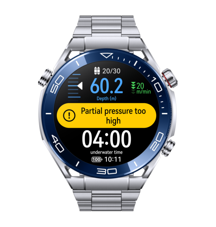 HUAWEI WATCH Ultimate diving-related reminders interface