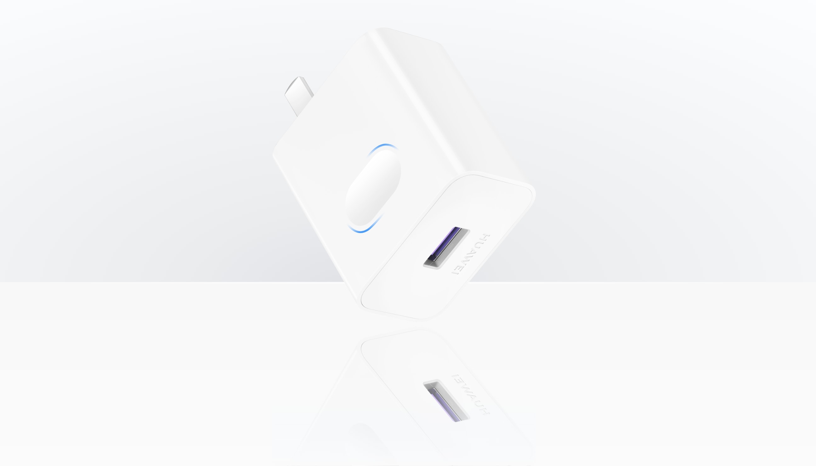 HUAWEI SuperCharge Wall Charger (Max 40W) angle view, showing the compact, lightweight, and design of the charger