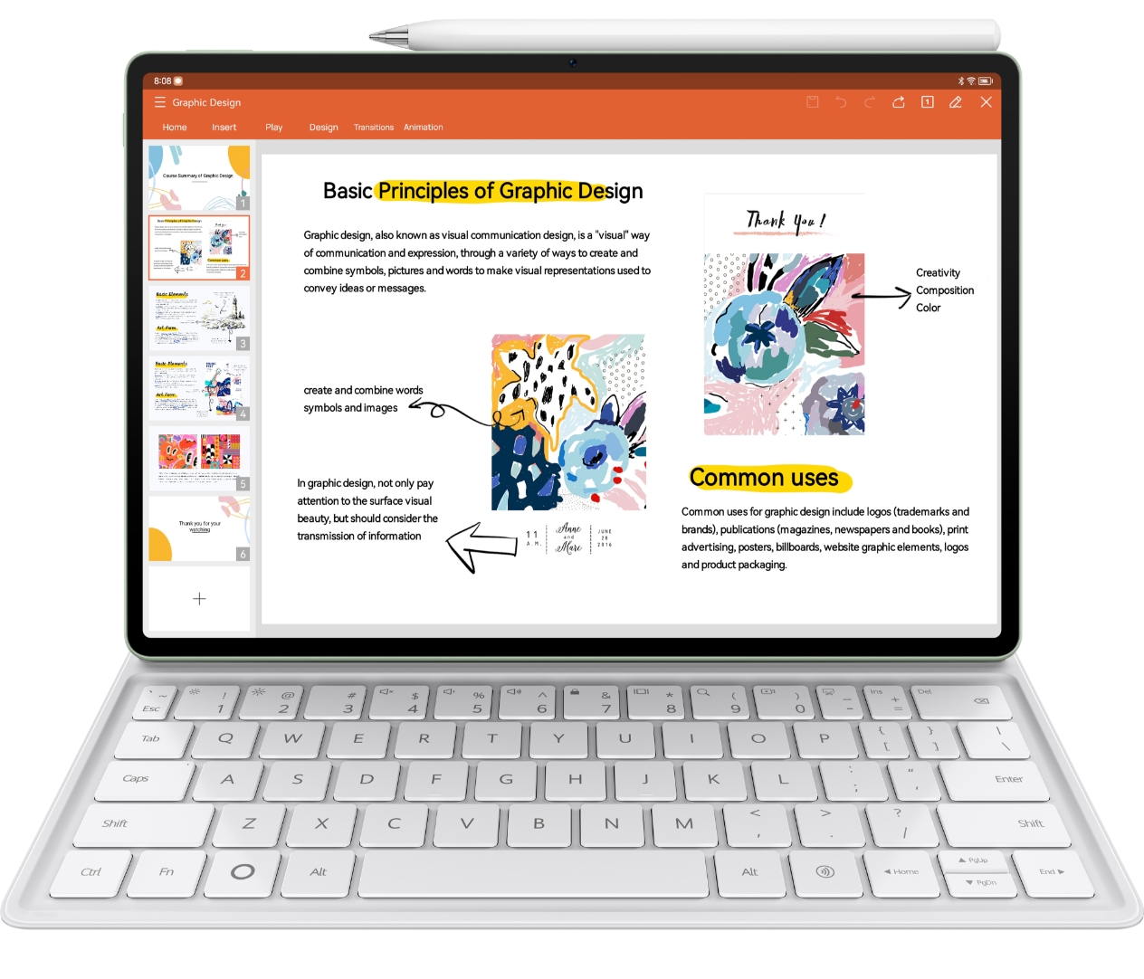 HUAWEI Smart Magnetic Keyboard (Compatible with HUAWEI MatePad 12 X) Front view, showcasing the key layout, key travel, and keycaps