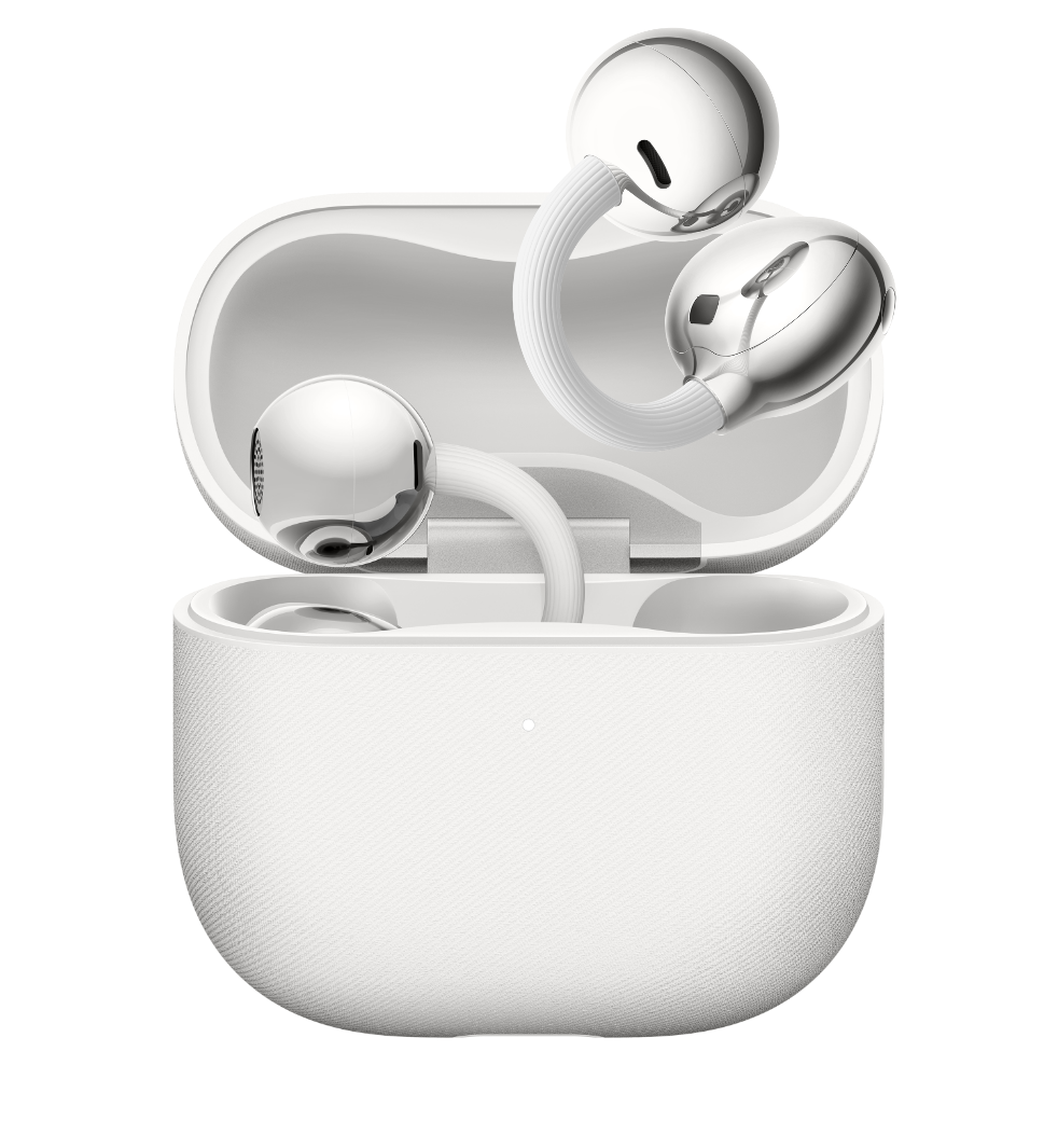 HUAWEI FreeClip 2 white front view, display the white color