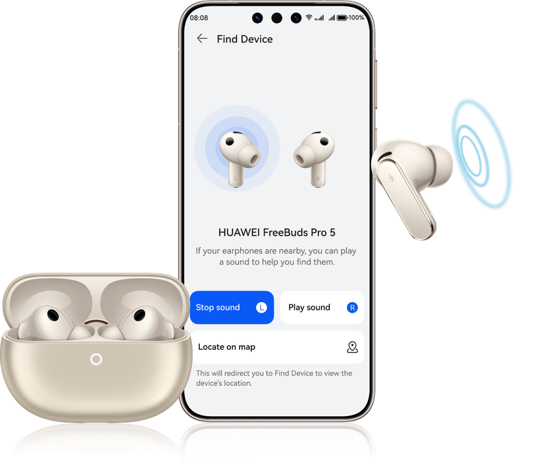 Find Device on Huawei Audio Connect for quickly locating nearby earphones with a ringtone