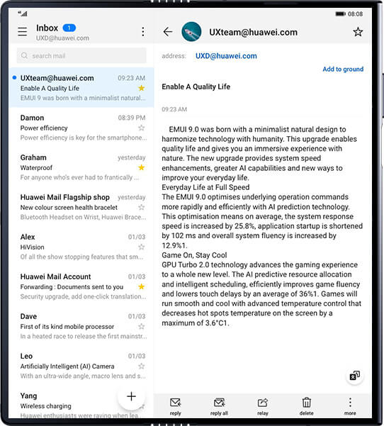 Huawei Mate X Split Screen